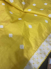 Golden Yellow Assam Silk Saree with White Embroidery - Saree - Aakritee - S10706